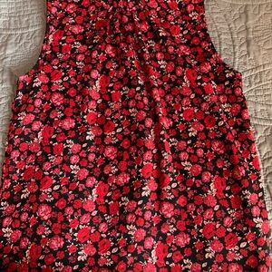 SHEIN Red and Black Floral Top